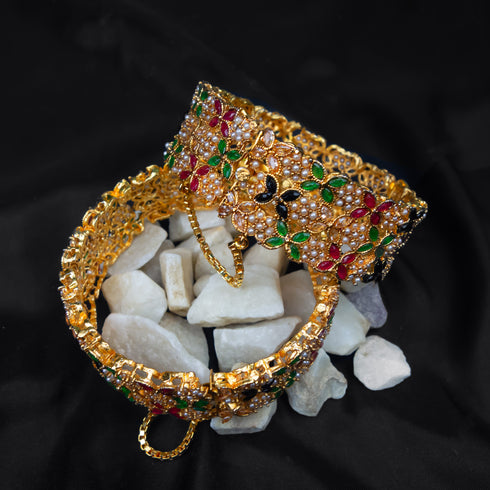 Openable Naurattan Pearl Luxurious Bangles D287-1